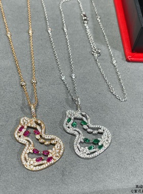 麒麟大号蕾丝花藤绿葫芦项链轻奢高级手工镶钻热销锁骨链厂家直销