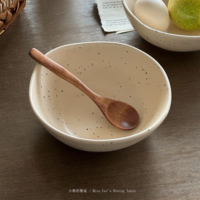 侘寂风泼墨陶瓷不规则甜品碗