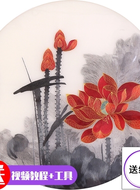 （画面饱满）苏绣DIY套件刺绣黄色荷花苏绣材料包自绣送教程古风