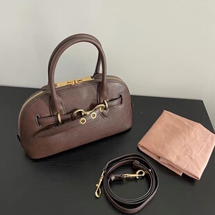 复古牛皮贝壳包包女2025秋冬季新款休闲手提包百搭款单肩斜挎包