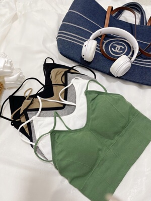 YQ 小众新款修身性感小吊带背心女内搭夏 抹胸带胸垫打底外穿文胸