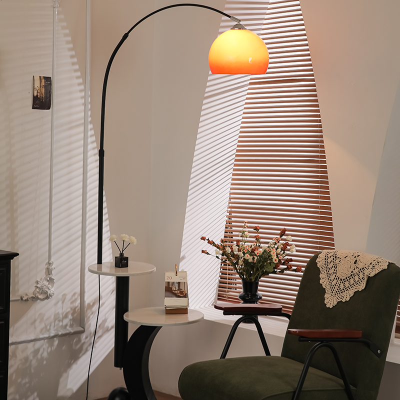 中古风落地灯客厅沙发旁置物一体