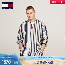 34800 Tommy X Clot 新春特别系列24春夏男女纯棉条纹宽松立领衬衫