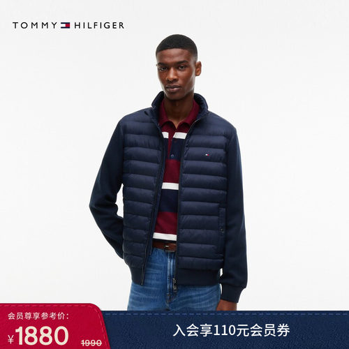 Tommy男装铺棉拼接镶边立领外套