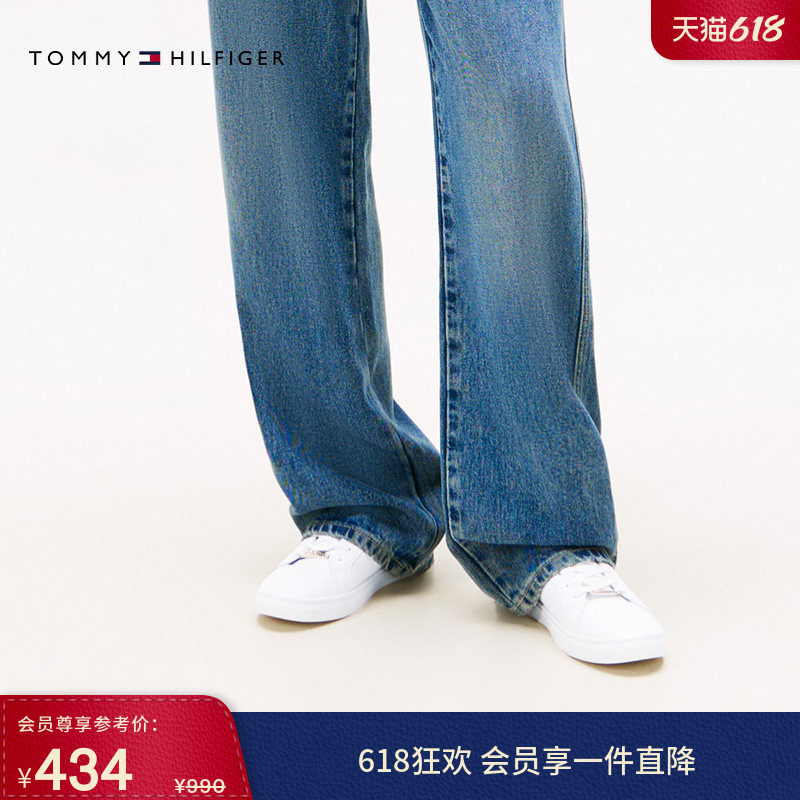 【礼物】Tommy26春夏新款女简约金属标休闲轻便运动鞋板鞋小白鞋