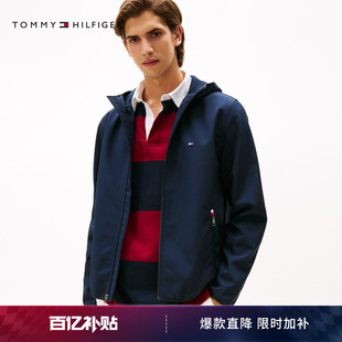 【防水微抓绒】Tommy秋冬男装户外保暖连帽风衣款软壳夹克外套