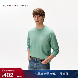 T恤上衣 长袖 Tommy秋冬男装 休闲通勤简约贴袋纯色圆领内搭打底衫