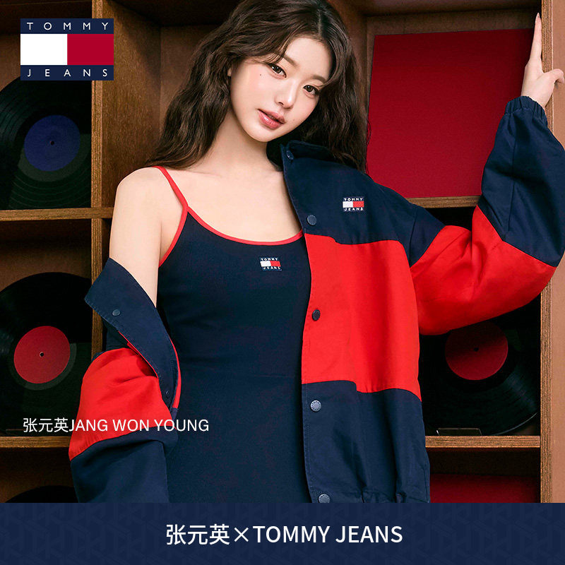 【张元英同款】Tommy26春夏女度假风辣妹刺绣显瘦撞色吊带连衣裙