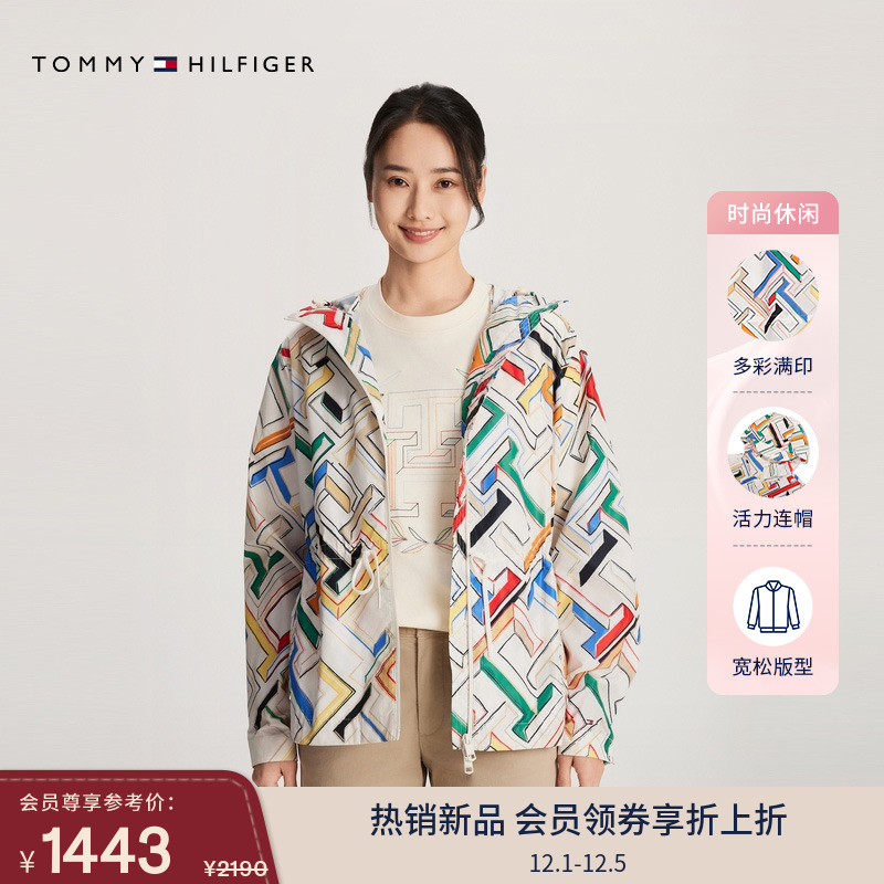 Tommy女装彩色字母系带宽松夹克