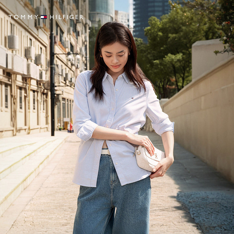 Tommy女装纯棉牛津纺长袖衬衫