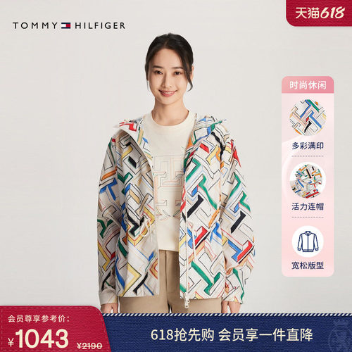 Tommy女装彩色字母系带宽松夹克