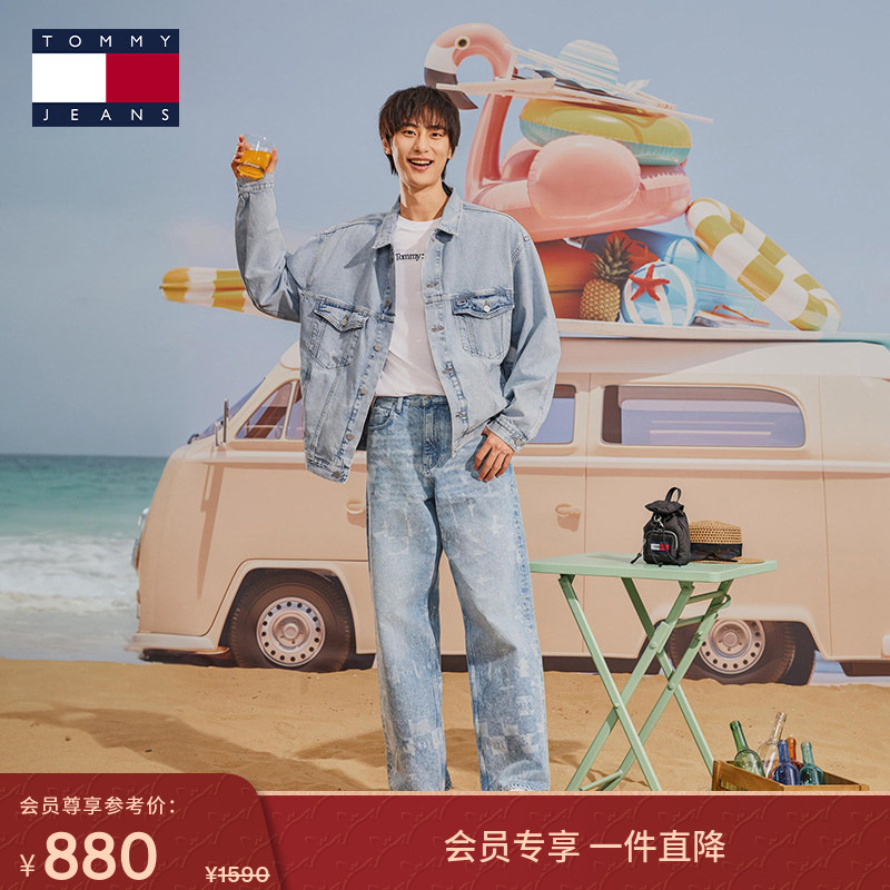 【复古做旧】Tommy秋冬男女情侣潮流美式后背拼色宽松牛仔外套,男装,牛仔外套,淘宝优惠券,粉丝福利购,淘宝优惠卷