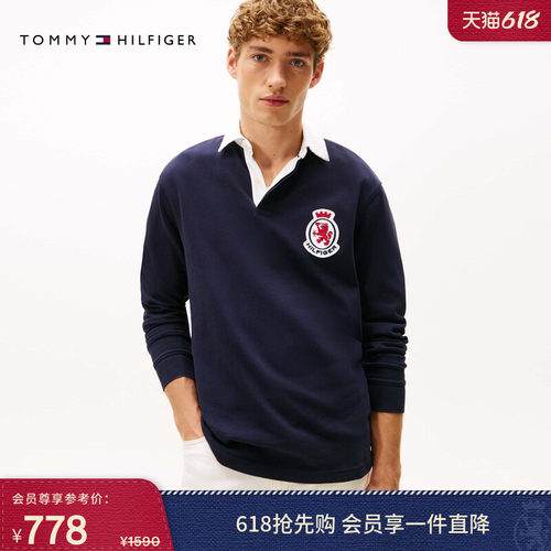 Tommy男装纯棉刺绣撞色宽松POLO