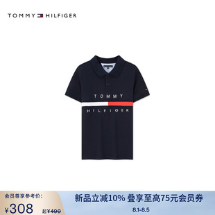 22075 Tommy夏季 童装 男拼色织带印花潮流休闲运动短袖 T恤POLO衫