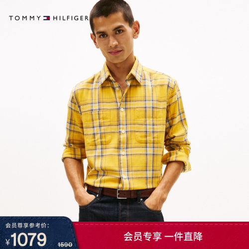Tommy男装纯棉复古格纹宽松衬衫