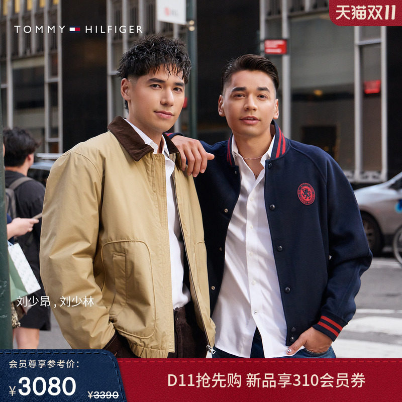 【明星同款】Tommy26秋冬新款男装羊毛混纺徽章刺绣棒球大衣外