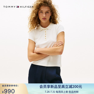 T恤POLO衫 Tommy25新款 短袖 春夏女装 45768 优雅通勤金色五粒扣修身