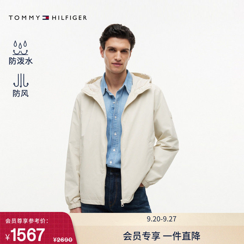 Tommy男装压纹字母休闲连帽夹克图片