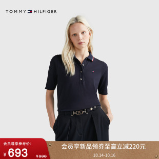 短袖 珠地网眼通勤镶边亚洲版 Tommy春夏女装 T恤POLO 透气舒适