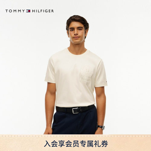 Tommy男装双面布徽章图案T恤