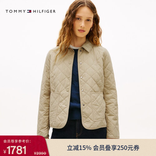 Tommy女装轻薄菱格修身棉服外套