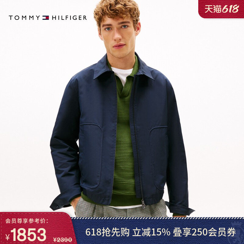 Tommy26春夏新款男装商务休闲宽松翻领简约教练行政单夹克外套