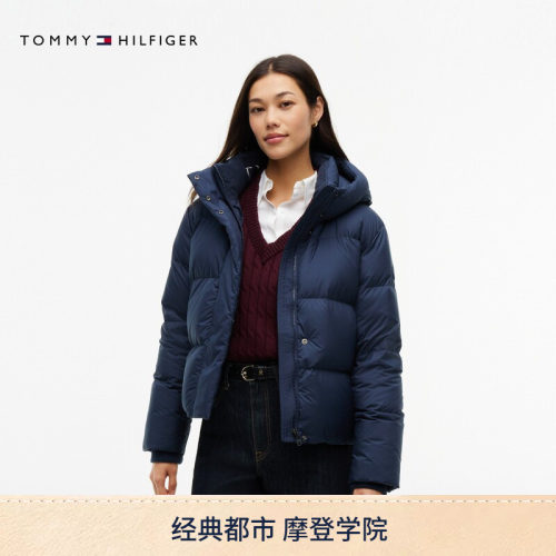 Tommy女装绒领连帽90鹅绒羽绒服