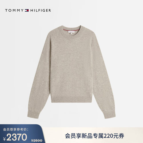 Tommy女装金属标宽松圆领羊绒衫