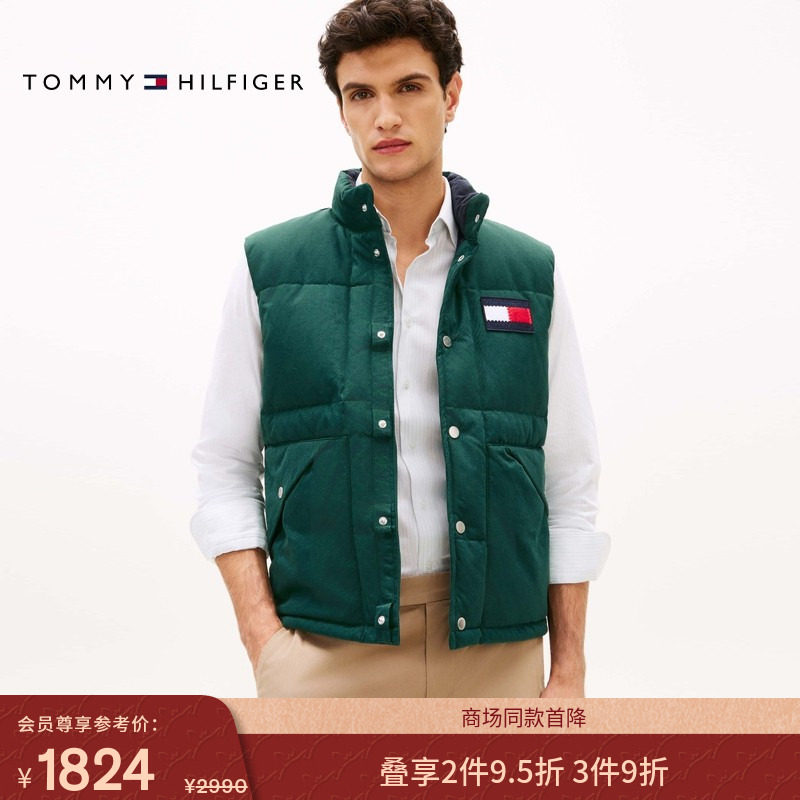 Tommy25秋冬男女美式复古潮流旗标立领羽绒马甲背心外套新年礼物,男装,羽绒马甲,淘宝优惠券,粉丝福利购,淘宝优惠卷