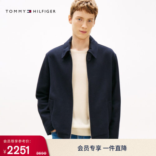 Tommy男装羊毛混纺翻领大衣外套