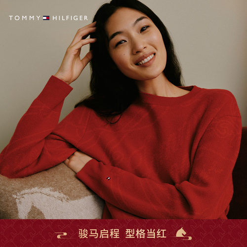 Tommy女装羊毛混纺提花宽松毛衣