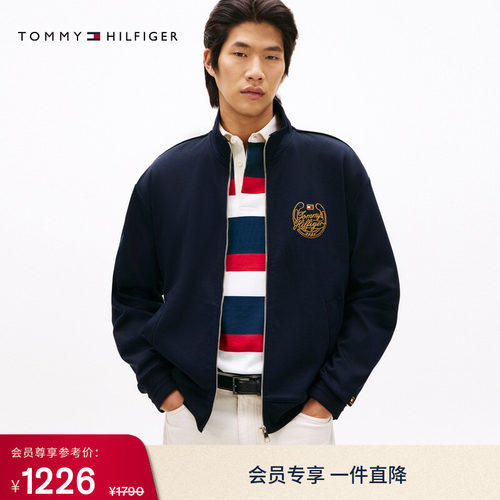 Tommy男装徽章刺绣开衫卫衣外套