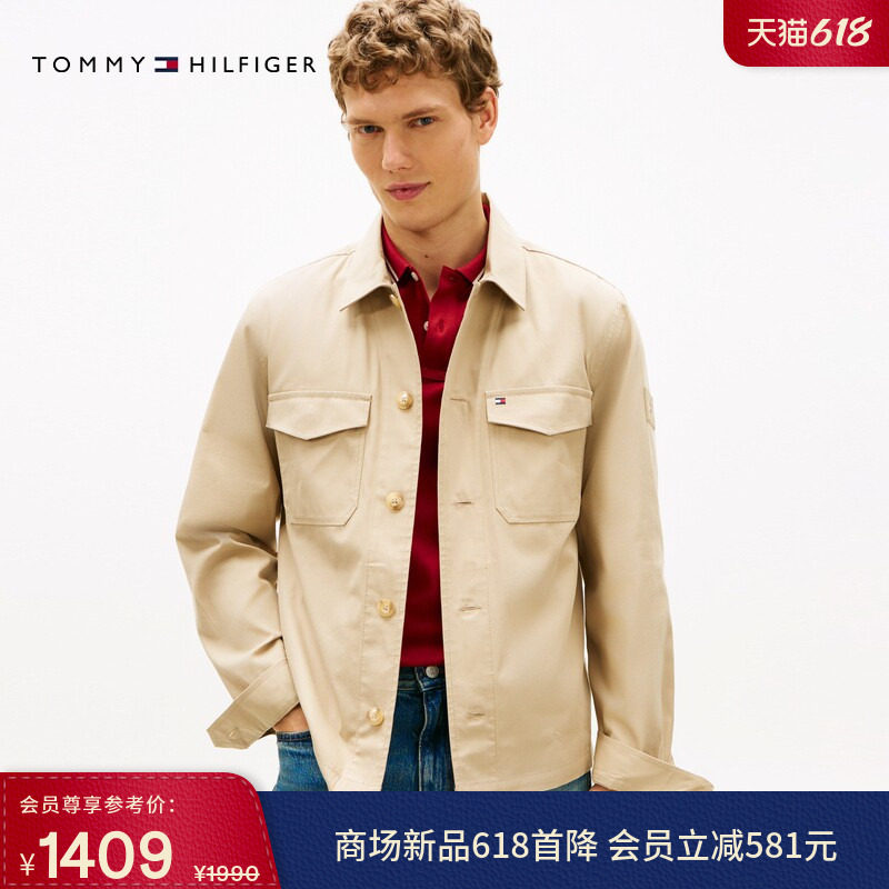 【复古轻薄】Tommy26春夏新款男装休闲衬衫翻领工装贴袋夹克外套