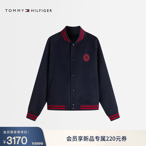 Tommy男装含羊毛刺绣棒球领大衣