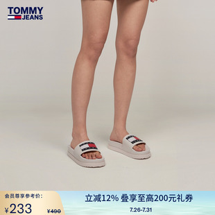 復古旗標一字厚底休閑沙灘泳池居家涼拖鞋 02451 美式 Tommy春夏女裝