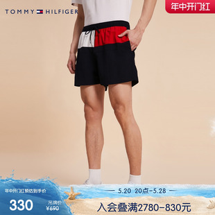 Tommy 拼色抽绳腰直筒宽松休闲居家度假运动短裤 UM0UM02744 男装