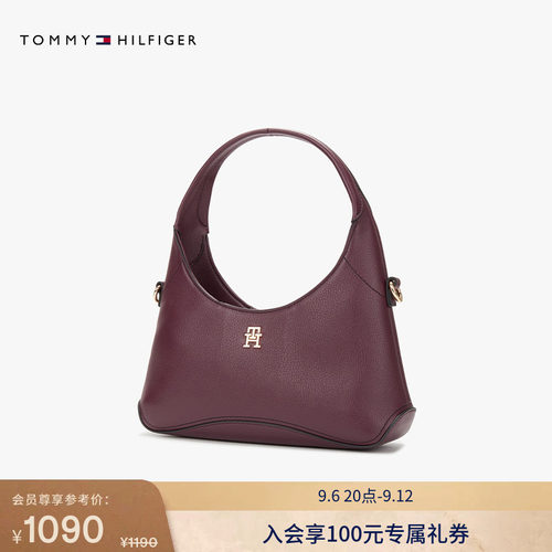 Tommy女装金属字母单肩饺子包