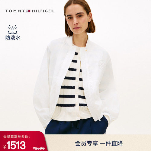 Tommy女装花体字母宽松棒球夹克