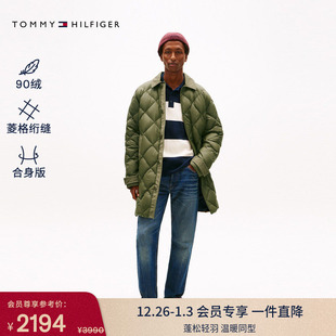 羽绒服外套 休闲通勤菱格绗缝90绒翻领中长款 Tommy26早春新款 男装
