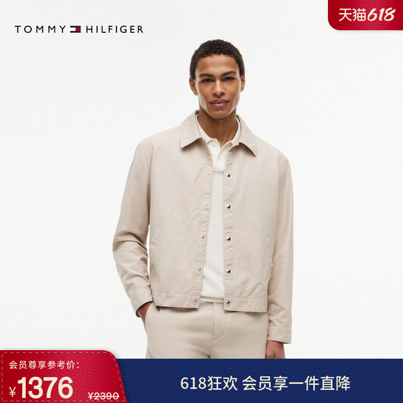 【轻薄含亚麻】Tommy26春夏男装复古休闲通勤衬衫领教练夹克外套