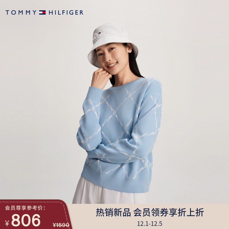 Tommy特殊系列女提花宽松针织衫