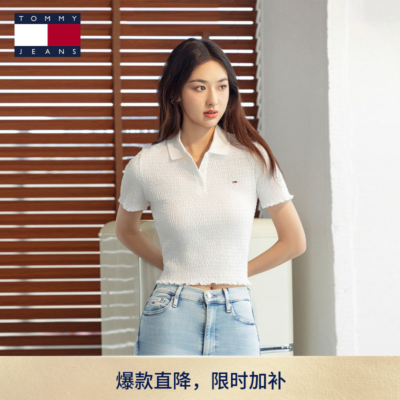 Tommy女装甜美木耳边修身POLO衫图片