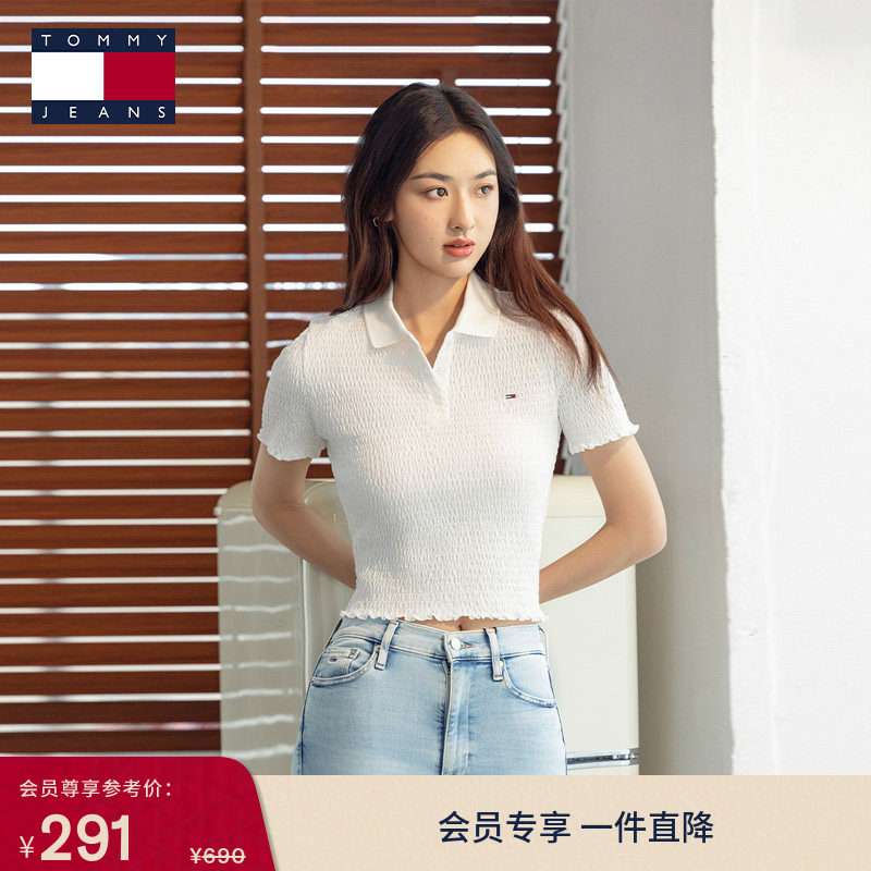 Tommy女装甜美木耳边修身POLO衫图片
