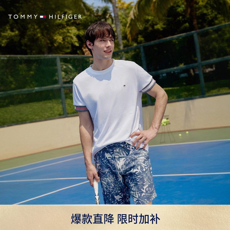 Tommy男装纯棉撞色袖口短袖T恤图片