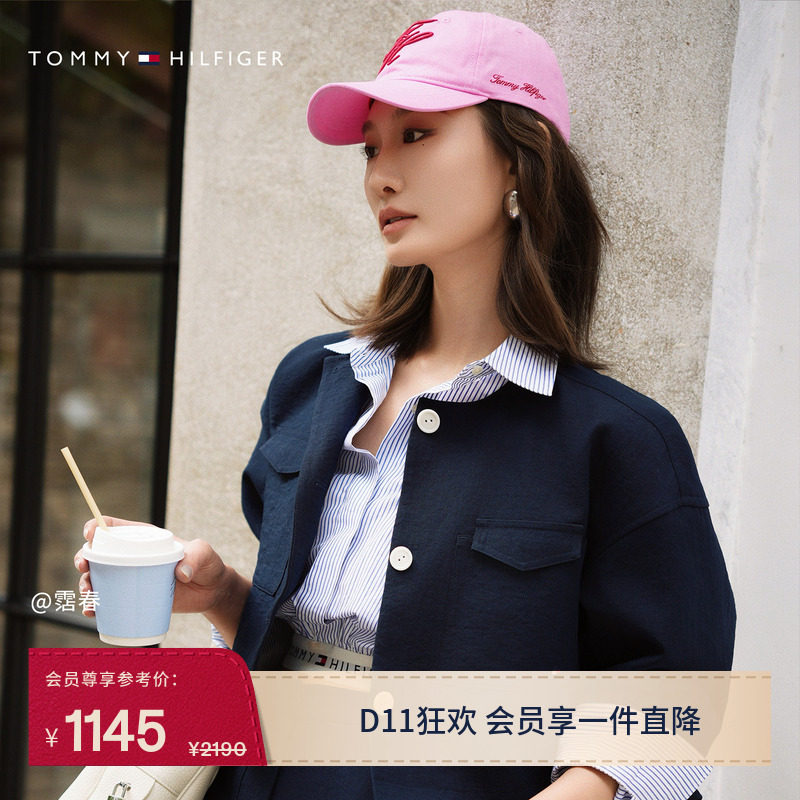 Tommy26秋冬女装优雅休闲通勤经典贴袋圆领小落肩短款西服外套