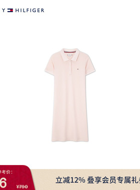 Tommy春夏童装女休闲经典简约小绣标三粒扣纯色微弹POLO裙连衣裙