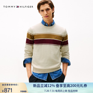 06065 Tommy25新款 秋冬男装 纯棉休闲通勤撞色条纹圆领打底衫 针织衫
