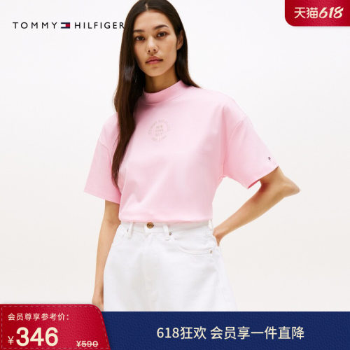 Tommy女装圆章刺绣宽松短袖T恤