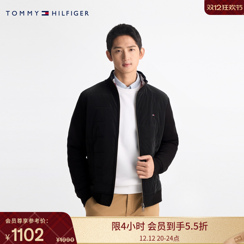 Tommy男装铺棉拼接抓绒开衫卫衣