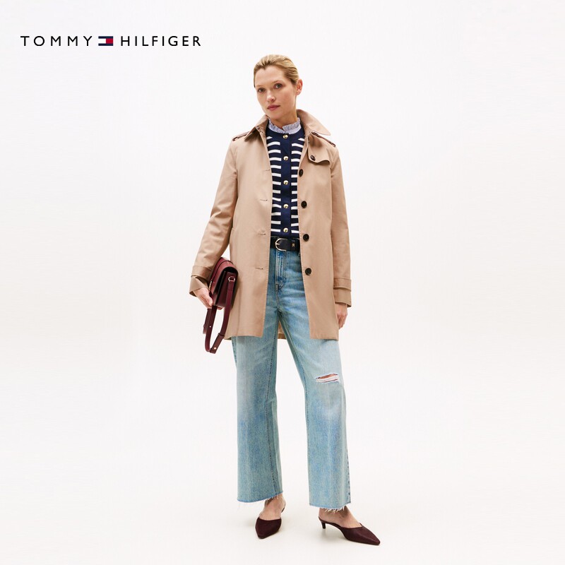 Tommy女装系带收腰翻领铺棉夹克